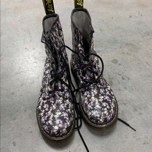 Dr. Martens Black Floral Combat Boots